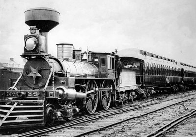Dampflokomotive, um 1875 von American Photographer